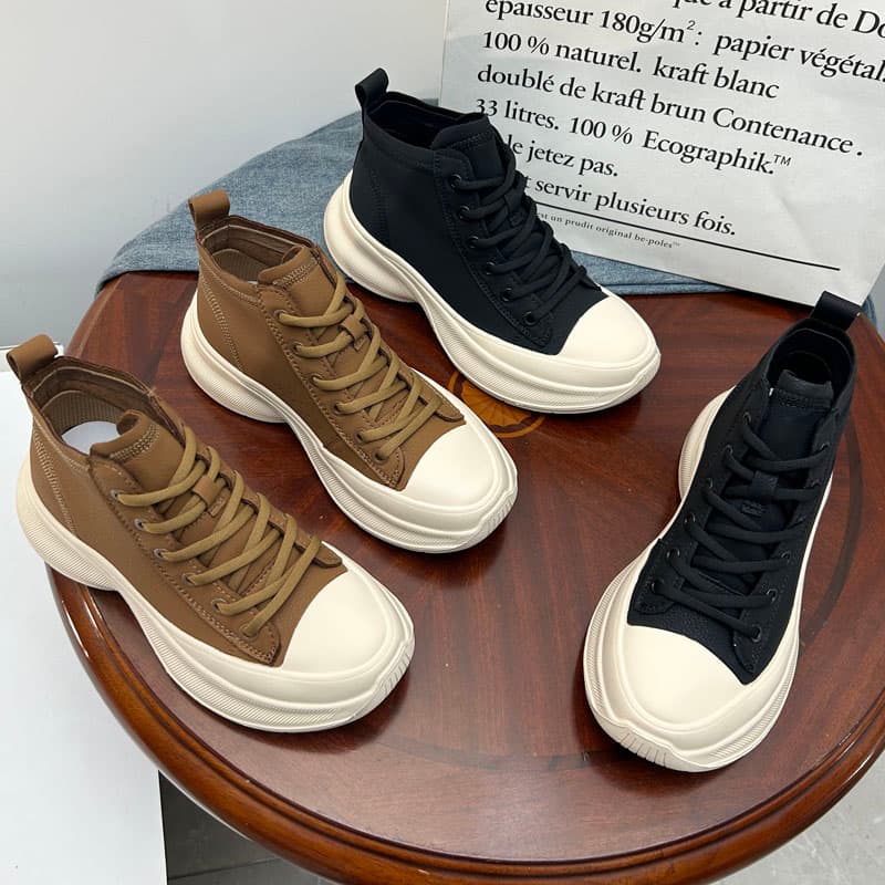 ハイカットスニーカー 厚底 スポーツ 履きやすい 厚底ソール 脚長効果 おしゃれ シンプル カジュアル きれいめコーデ クッション