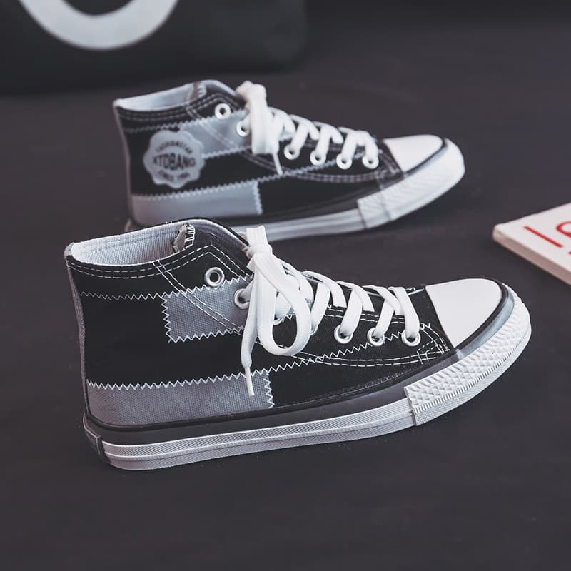 ハイカットスニーカー クッション性 厚底ソール カジュアル 履きやすい 歩きやすい シンプル かわいい デイリーユース 通学 学校