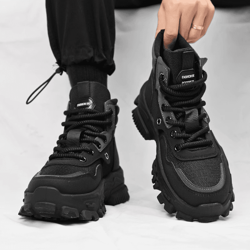 ハイカットスニーカー 身長アップ キャンプ アウトドア ハイキング 登山 トレッキング ボリュームハイカット  耐滑 クッション 会社