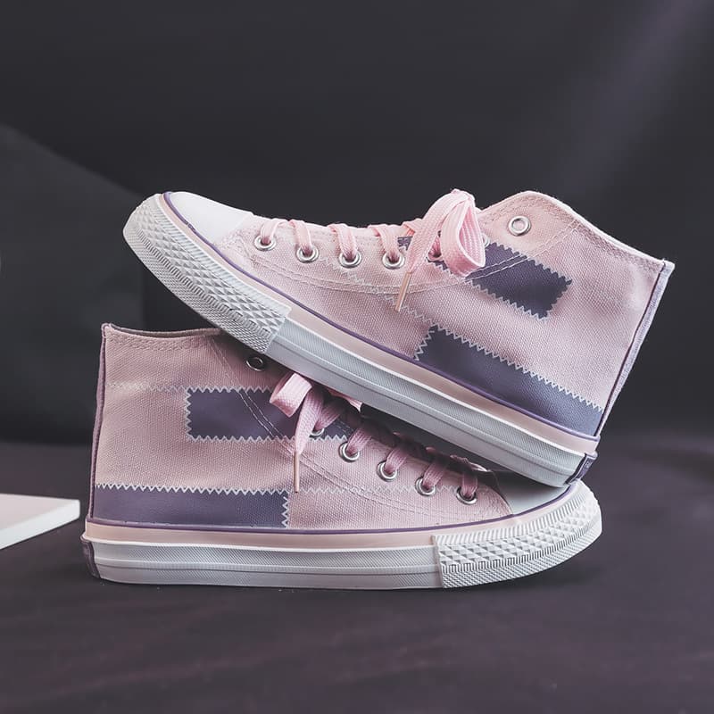 ハイカットスニーカー クッション性 厚底ソール カジュアル 履きやすい 歩きやすい シンプル かわいい デイリーユース 通学 学校