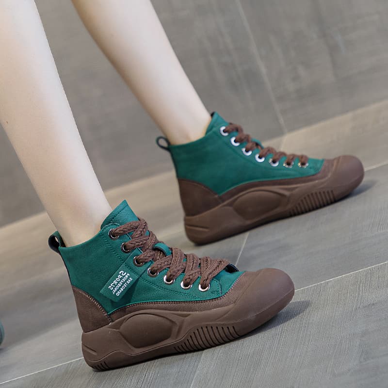 ハイカットスニーカー 高級感 スエード ボリュームソール クッション性 衝撃吸収 安定感 カジュアル おしゃれ スタイリッシュ きれい