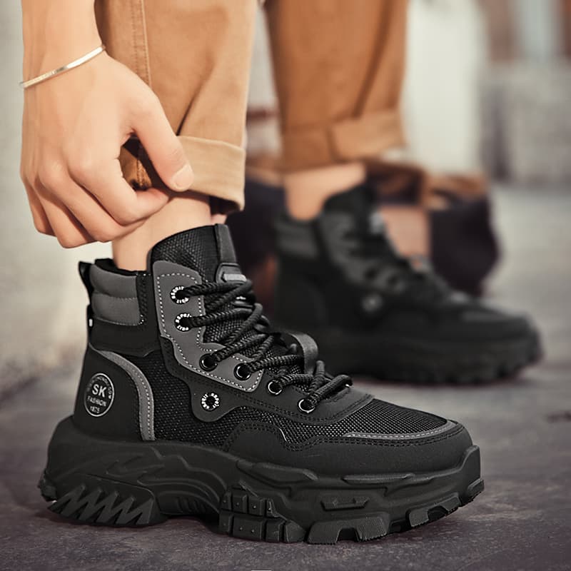 ハイカットスニーカー 身長アップ キャンプ アウトドア ハイキング 登山 トレッキング ボリュームハイカット  耐滑 クッション 会社