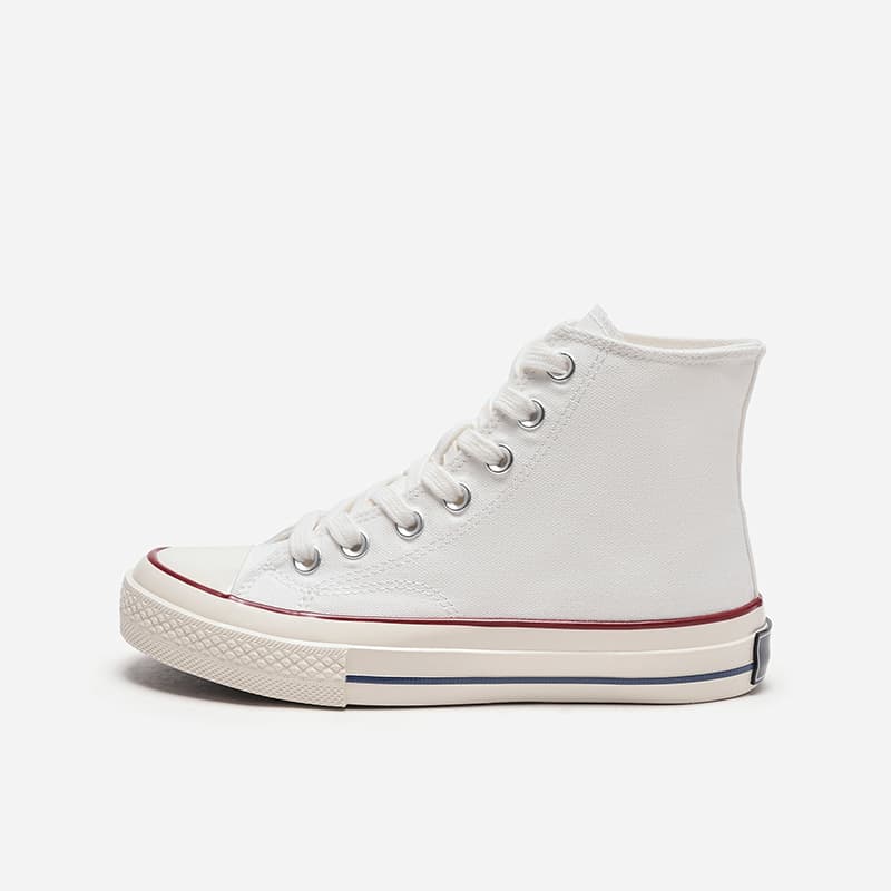 【アーバン・レトロ】バイカラー ハイカットスニーカー ベージュ×ブラック | 厚底 コートスタイル ストリート