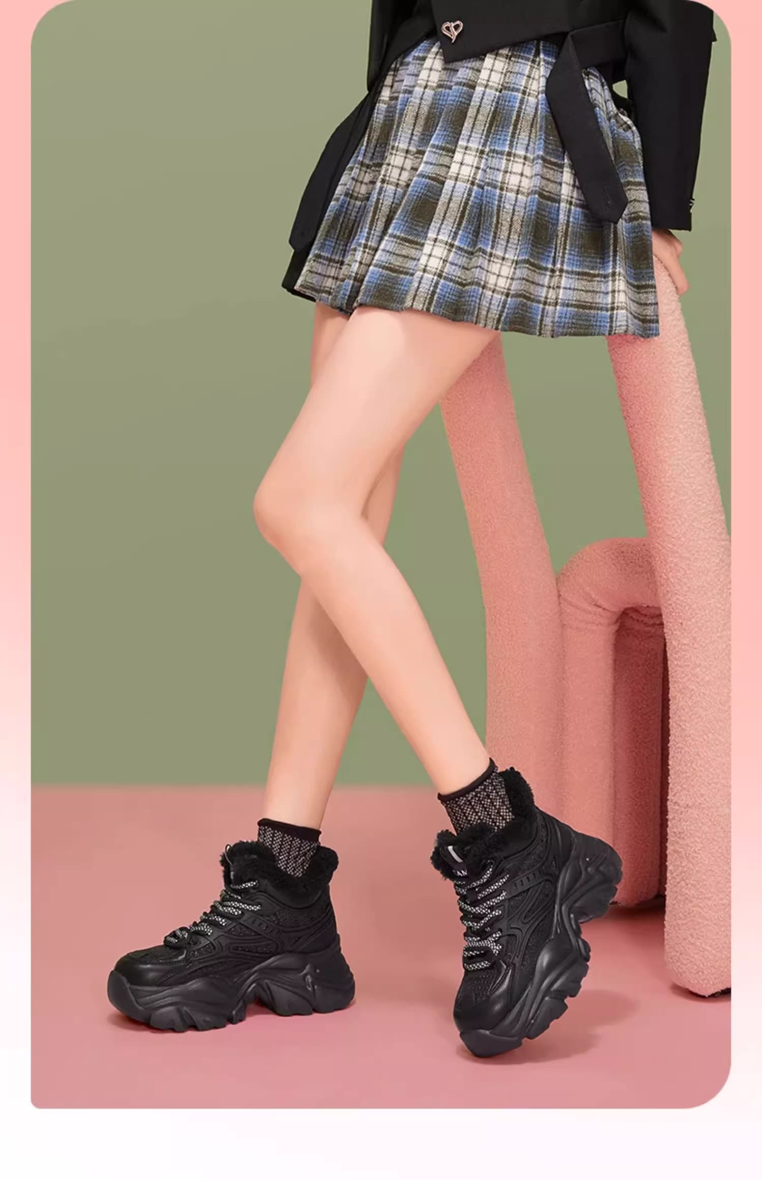 ハイカットスニーカー あったか 厚底 裏ボア すべりにくい 雪 脚長効果 スタイルアップ