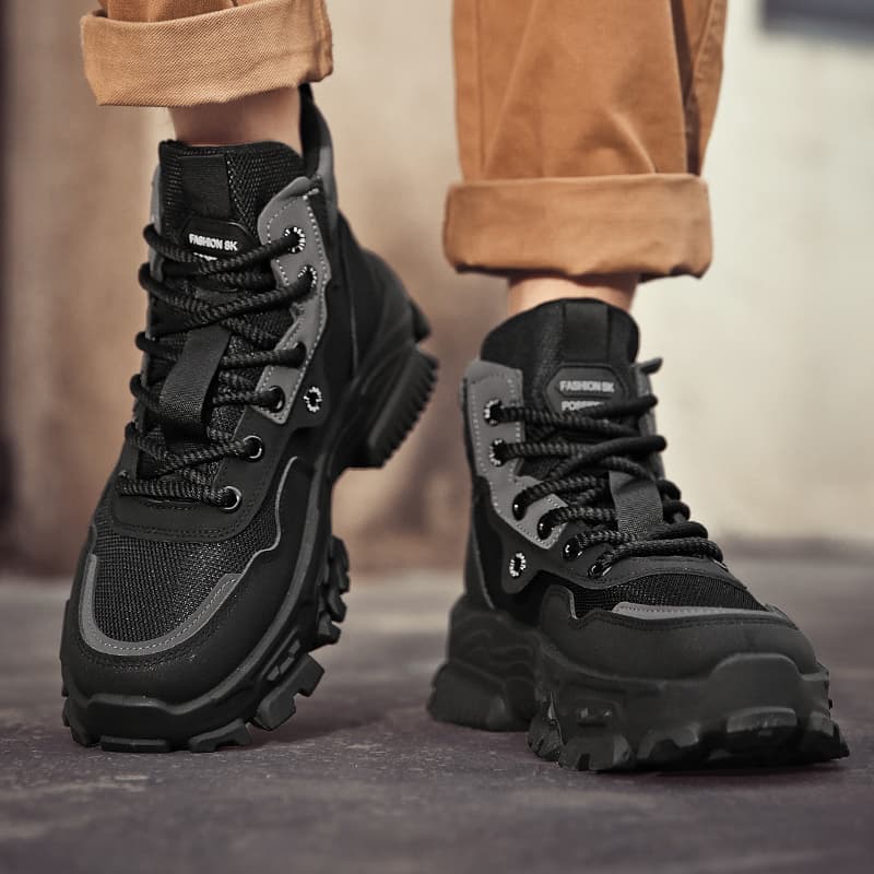 ハイカットスニーカー 身長アップ キャンプ アウトドア ハイキング 登山 トレッキング ボリュームハイカット  耐滑 クッション 会社