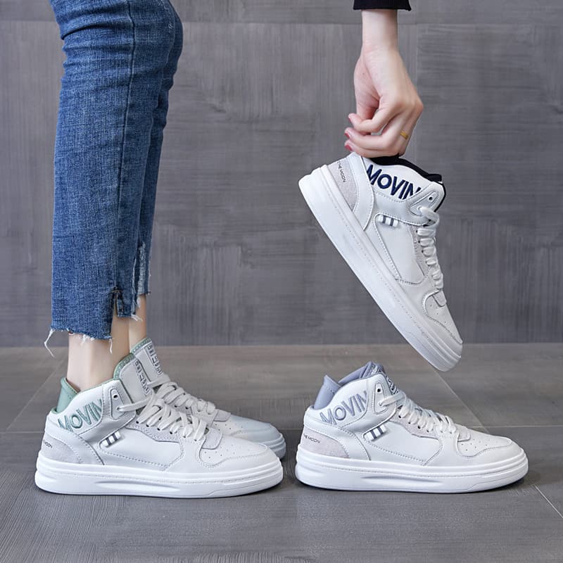 ハイカットスニーカー シンプル カジュアル 安定感 厚底ソール 上質な本革素材 ボリュームソール クッション  衝撃吸収 グリップ力