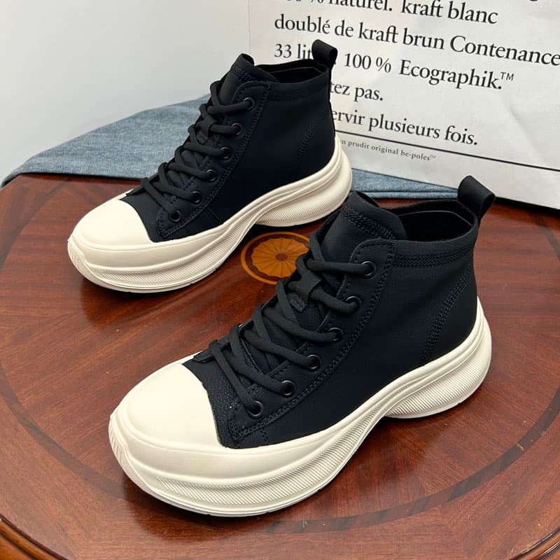 ハイカットスニーカー 厚底 スポーツ 履きやすい 厚底ソール 脚長効果 おしゃれ シンプル カジュアル きれいめコーデ クッション