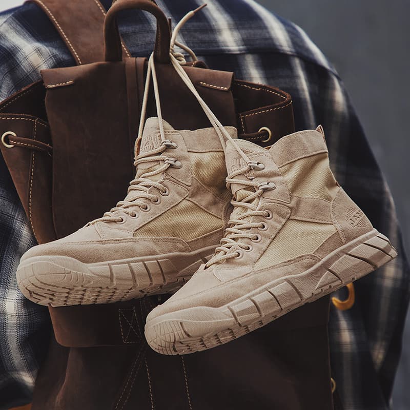 ハイカットスニーカー アウトドア 耐久性 グリップ力 厚底ソール 軽量設計 カジュアルコーデ かっこいい 目立つ 登山 トレッキング
