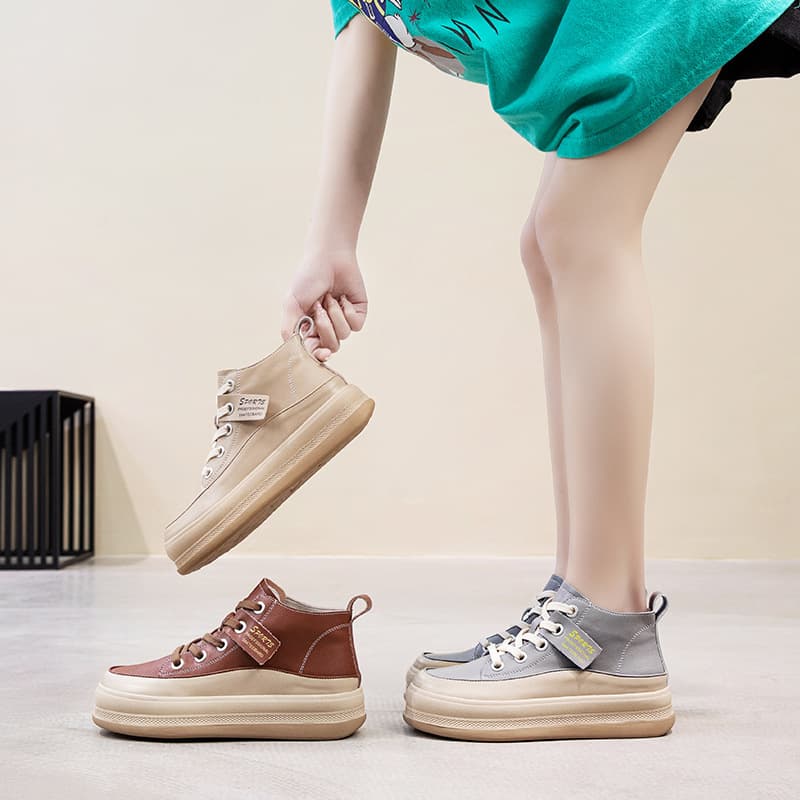 ハイカットスニーカー 本革 伸長効果 厚底 身長アップ効果 履きやすい キレイめ 疲れにくい 快適歩行 スタイリッシュ デイリーコーデ