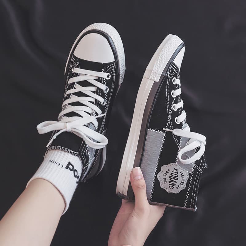 ハイカットスニーカー クッション性 厚底ソール カジュアル 履きやすい 歩きやすい シンプル かわいい デイリーユース 通学 学校