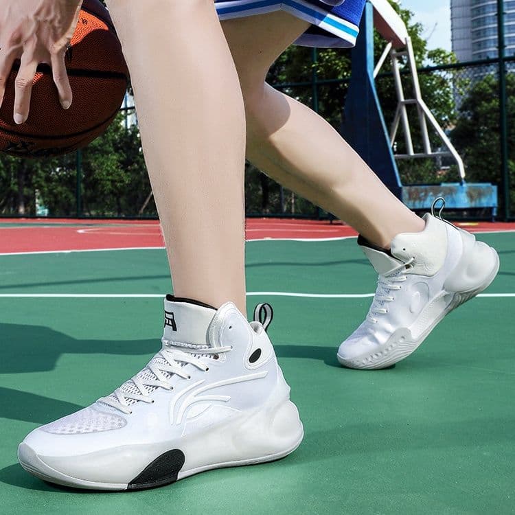 【白黒ツートーン】チャンキーソール ハイカットスニーカー | 波状パネル ストリート モノトーン